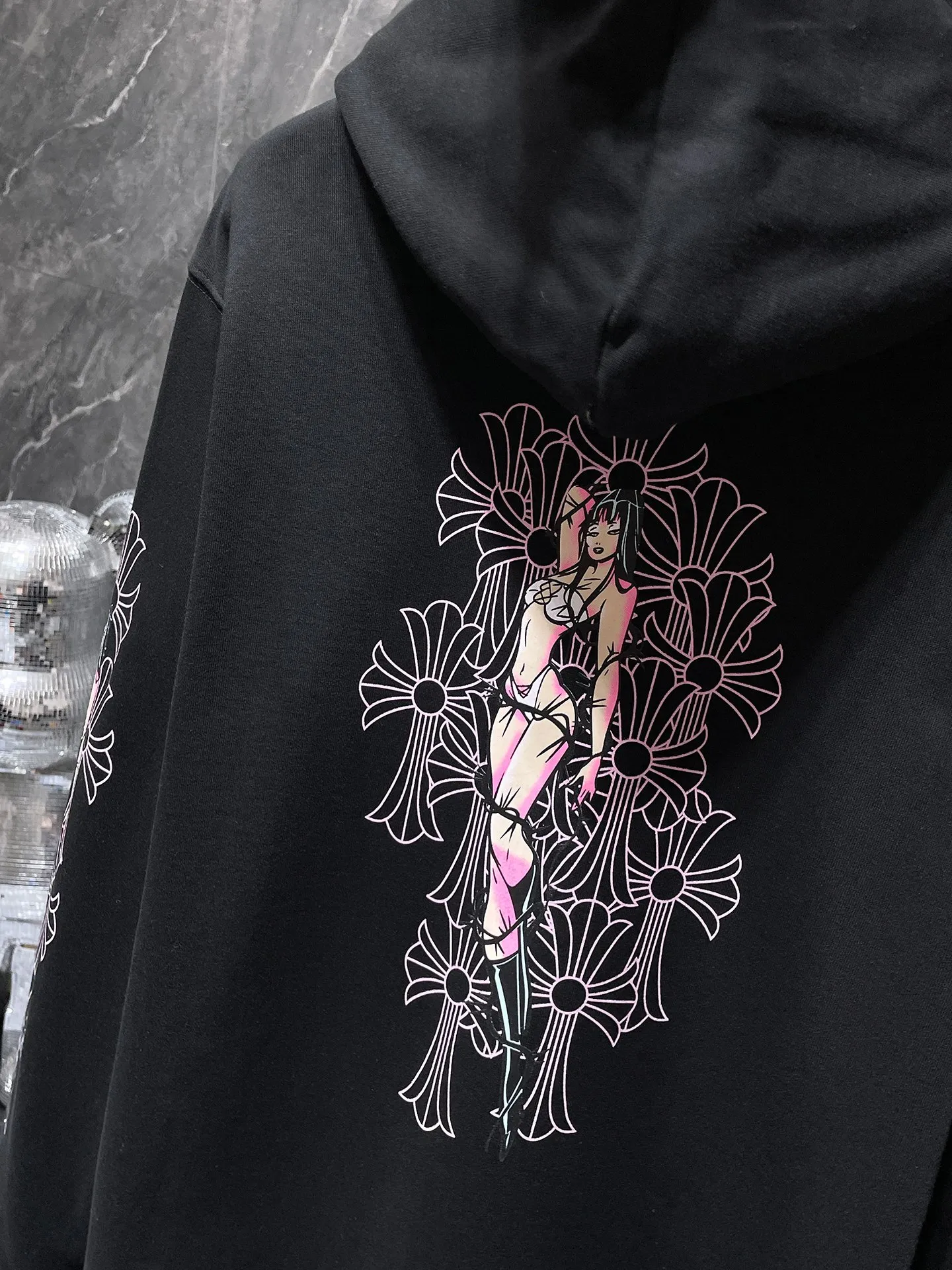 P260 Chrome Hearts Autumn and Winter 2025 simultaneous sale at counters❤️ Chrome Sanskrit letter printed Miami hottie zipper sweatshirt Imported environmentally friendly glue printing and dyeing Improved customized version 1:1 High-quality fabrics with high weight Recommended color: black Size: S, M, L, XL